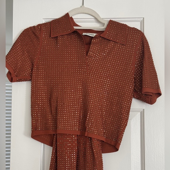 Sandro rhinestone embellished knit cropped top, size 1 (S), excellent condition - Picture 3 of 10